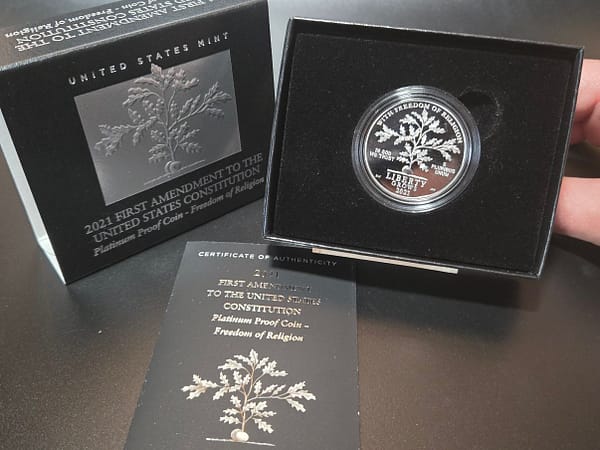 2021 First Amendment To The United States Constitution Platinum Proof Coin Freedom Of Religion - Image 4