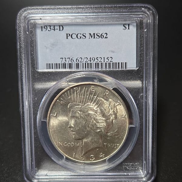1934-D PCGS MS62 Peace Dollar