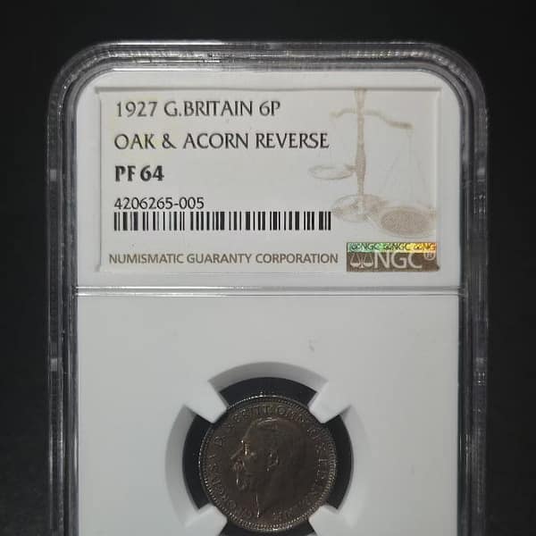 1927 British 6P PF64 NGC Oak & Acorn