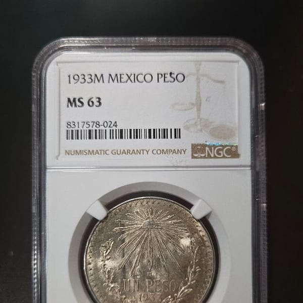 1933M Mexico Peso NGC MS 63
