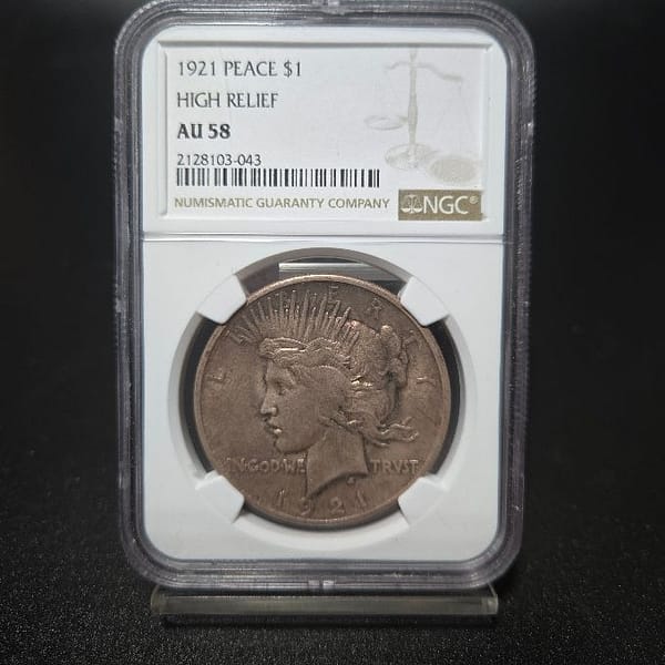 1921 NGC AU58 High Relief Peace Dollar