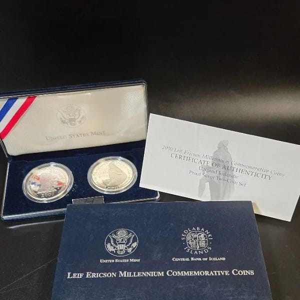 2000 Leif Ericson Silver Proof 2-Coin Set