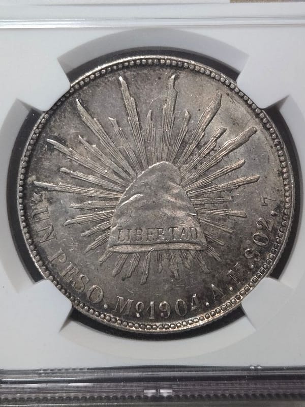 1904MO AM Mexico Peso NGC MS 62 - Image 2
