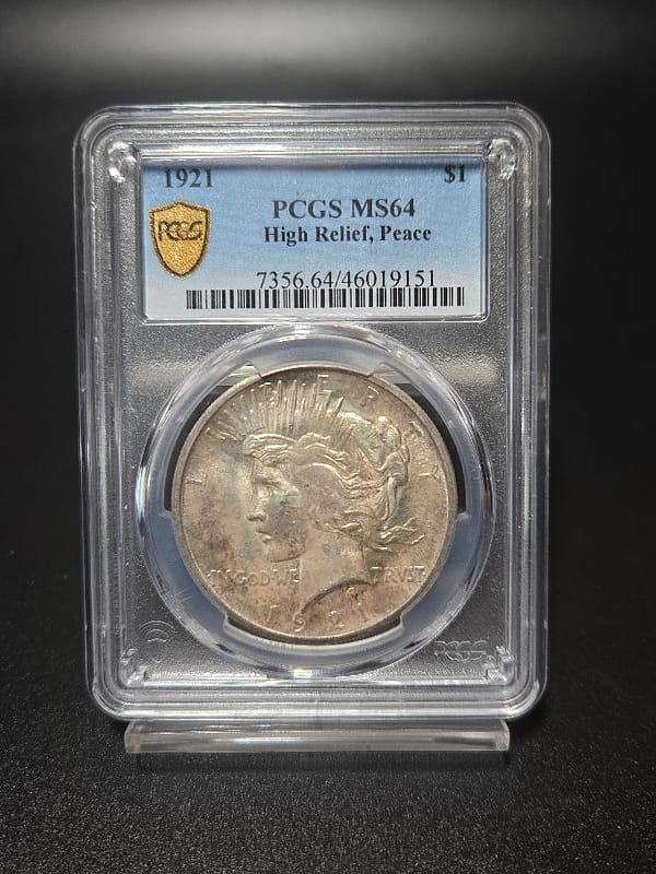 1921 PCGS MS64 High Relief Peace Dollar