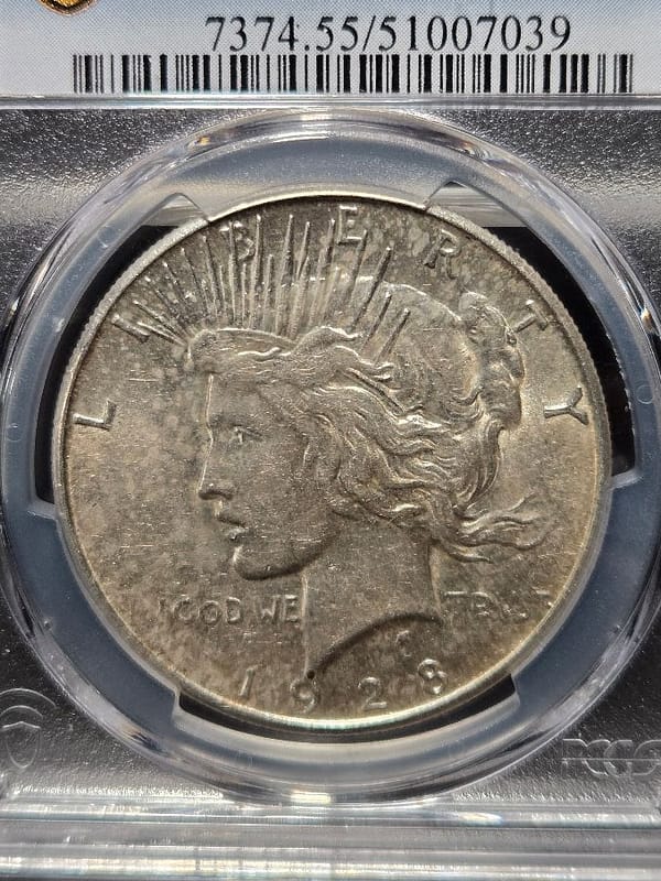 1928-S PCGS AU55 Peace Dollar - Image 2