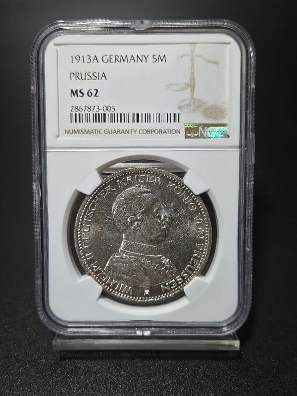 1913A Germany 5M Prussia MS 62 NGC