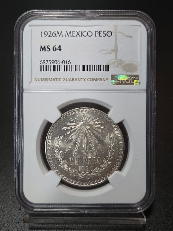 1926M Mexico Peso NGC MS 64