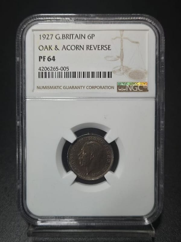 1927 British 6P PF64 NGC Oak & Acorn - Image 2