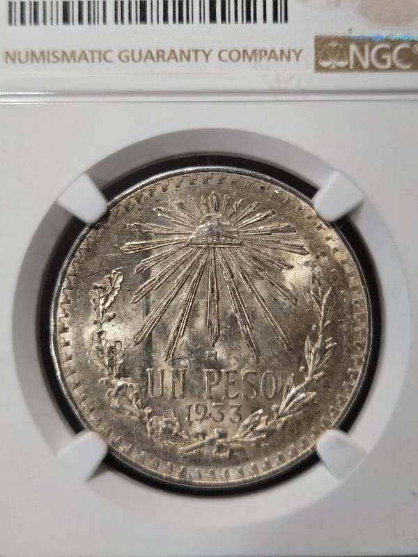 1933M Mexico Peso NGC MS 63 - Image 3