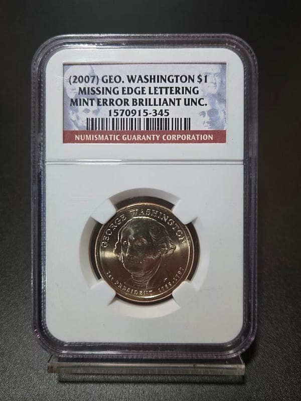2007 $1 George Washington Mint Error Coin BU