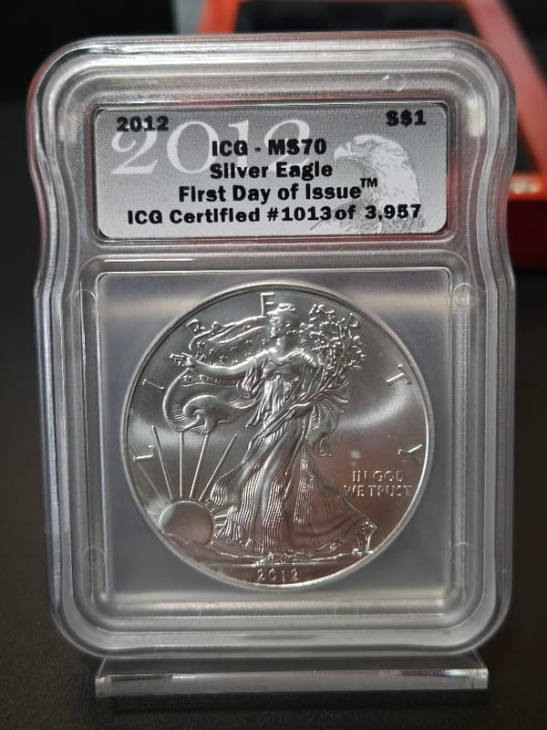 2012 Silver Eagle MS70 ICG First Day