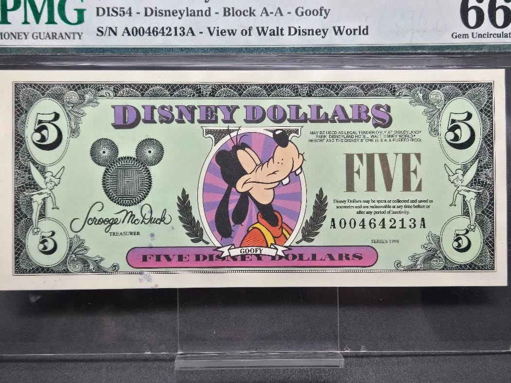 1998 $5 Goofy Disney Dollar