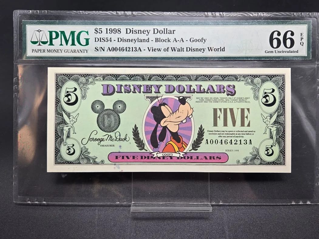 1998 $5 Goofy Disney Dollar
