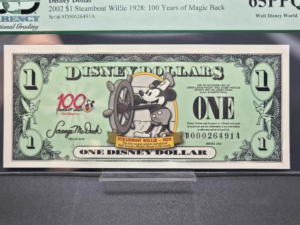 2002 $1 Steamboat Willie 1928 100 Years