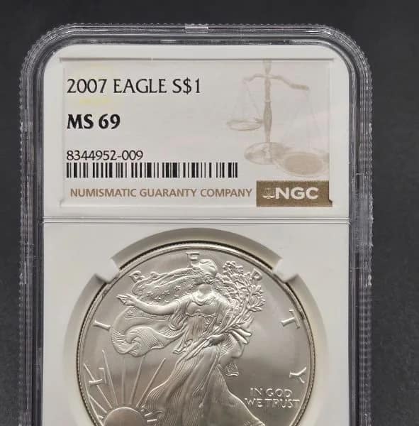 2007 Silver Eagle MS69 NGC