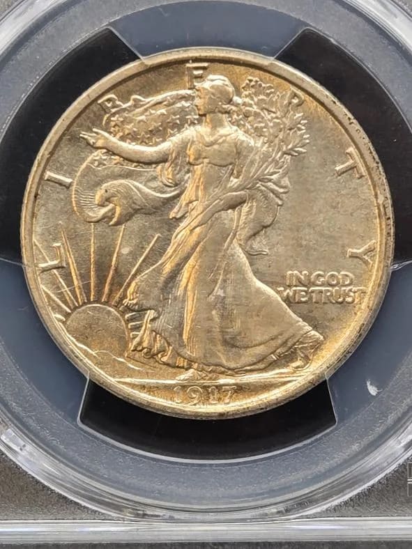 1917-S Walking Liberty PCGS AU58 Reverse 50c