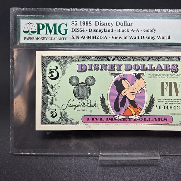 1998 $5 Goofy Disney Dollar