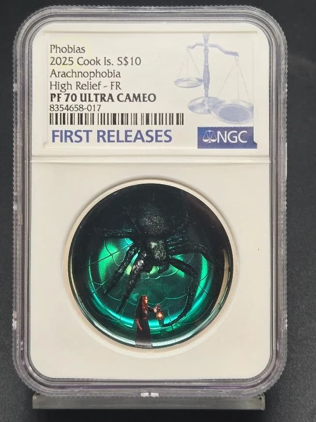 2025 Cook Is. $10 Arachnophobia High Relief PF70 NGC