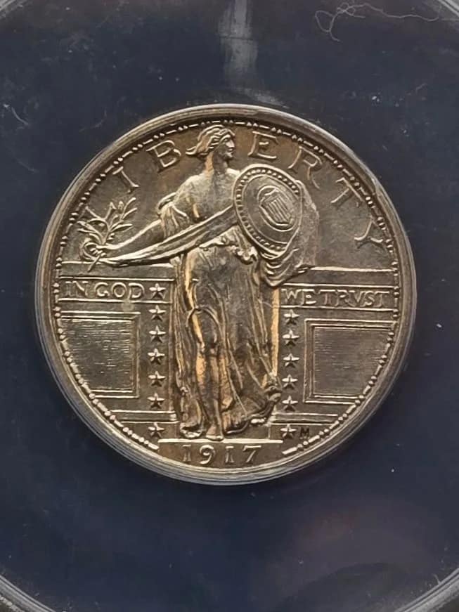 1917 Var 1 25c MS60 Details Cleaned ANACS