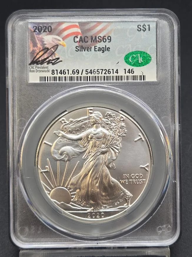 2020 Silver Eagle MS69 CAC