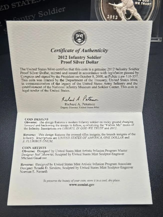 2012 Infantry Soldier Silver Dollar