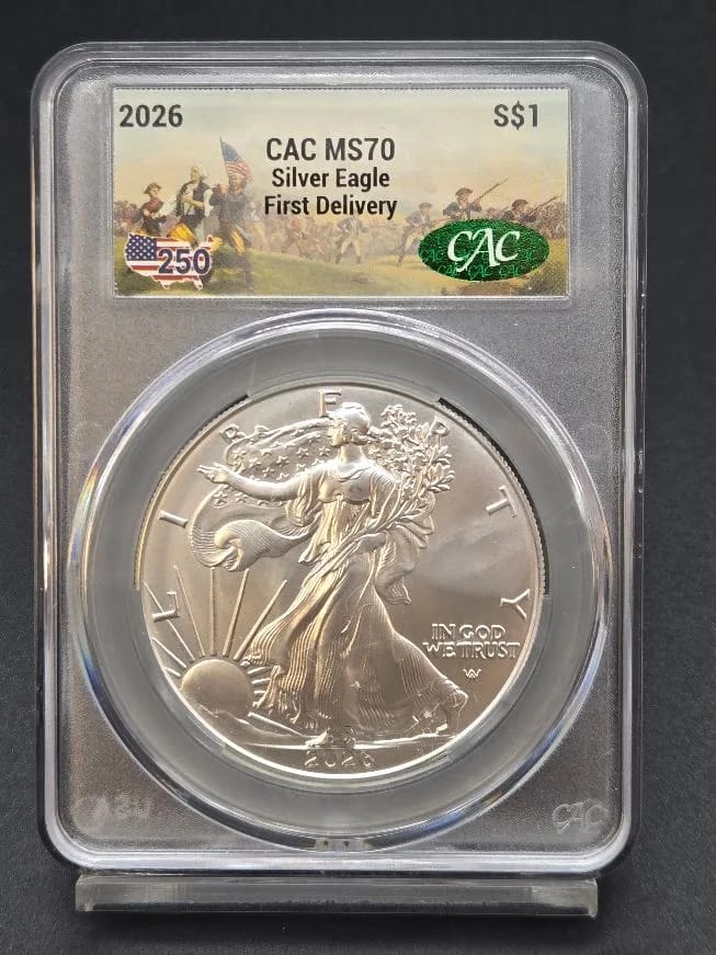 2026 Silver Eagle MS70 CAC 250th Label